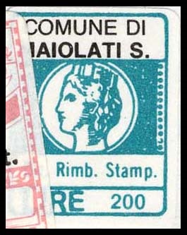 Marca da Bollo del Comune di MAIOLATI SPONTINI su Carta Bianca di dimensioni 15,5 x 20 mm