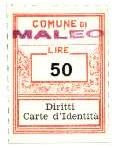 Marca da Bollo del Comune di MALEO su Carta Bianca di dimensioni 22 x 28,5 mm