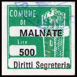 Marca da Bollo del Comune di MALNATE su Carta Bianca di dimensioni 20 x 20 mm