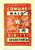 Marca da Bollo del Comune di MALO su Carta Bianca di dimensioni 20 x 31 mm