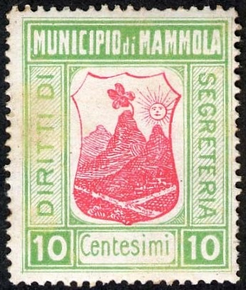 Marca da Bollo del Comune di MAMMOLA su Carta Bianca di dimensioni 20 x 24,5 mm
