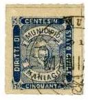 Marca da Bollo del Comune di MANIAGO su Carta Bianca Sittile di dimensioni 22 x 26 mm
