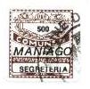 Marca da Bollo del Comune di MANIAGO su Carta Bianca di dimensioni 17,5 x 19 mm