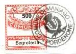 Marca da Bollo del Comune di MANIAGO su Carta Bianca di dimensioni 19 x 21 mm