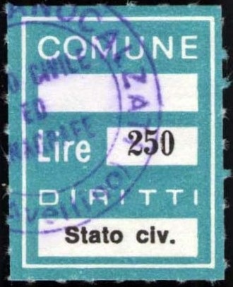 Marca da Bollo del Comune di MANOCALZATI su Carta Bianca di dimensioni 21 X 27 mm