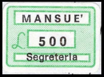 Marca da Bollo del Comune di MANSUE´ su Carta Bianca di dimensioni 19 x 13,5 mm
