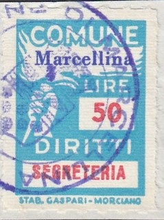 Marca da Bollo del Comune di MARCELLINA su di dimensioni 18,5 x 26 mm