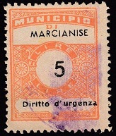 Marca da Bollo del Comune di MARCIANISE su Carta Bianca di dimensioni 22 x 28,5 mm