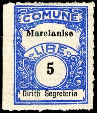 Marca da Bollo del Comune di MARCIANISE su Carta Bianca di dimensioni 20 x 26,5 mm