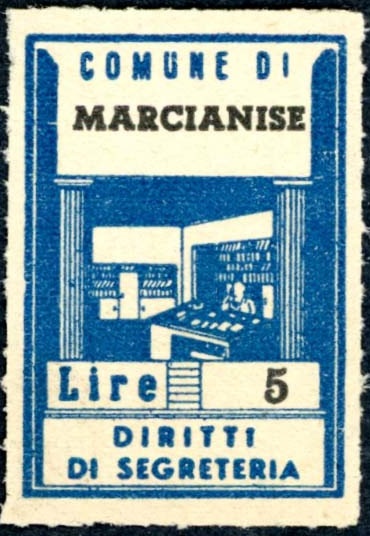 Marca da Bollo del Comune di MARCIANISE su Carta Bianca Sottile di dimensioni 22 x 32 mm