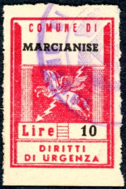 Marca da Bollo del Comune di MARCIANISE su Carta Bianca Sottile di dimensioni 22 x 32 mm