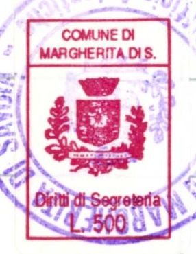 Marca da Bollo del Comune di MARGHERITA DI SAVOIA su Carta Bianca di dimensioni 14,5 x 22,5 mm