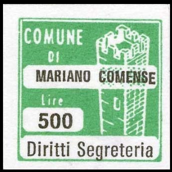 Marca da Bollo del Comune di MARIANO COMENSE su Carta Bianca di dimensioni 20 x 20 mm