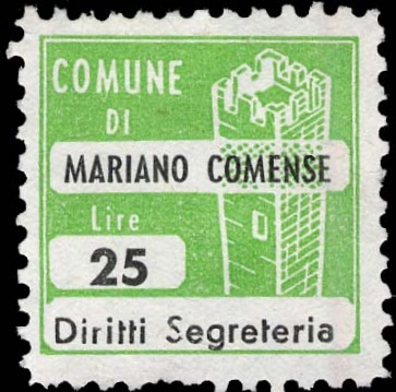 Marca da Bollo del Comune di MARIANO COMENSE su Carta Bianca di dimensioni 20 x 20 mm
