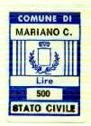 Marca da Bollo del Comune di MARIANO COMENSE su Carta Bianca di dimensioni 17,5 x 25,5 mm