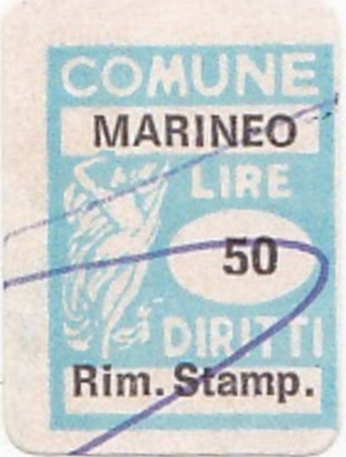 Marca da Bollo del Comune di MARINEO su Carta Bianca di dimensioni 13 x 20 mm
