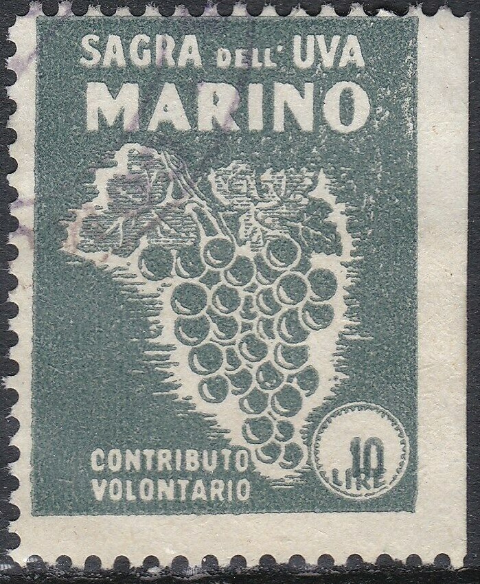 Marca da Bollo del Comune di MARINO su Carta Bianca di dimensioni 23,5 X 30,5 mm