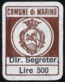 Marca da Bollo del Comune di MARINO su Carta Bianca di dimensioni 15 x 20 mm