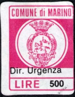 Marca da Bollo del Comune di MARINO su Carta Bianca di dimensioni 15,5 x 20 mm