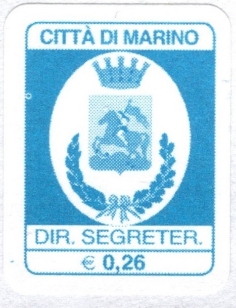 Marca da Bollo del Comune di MARINO su Carta Bianca di dimensioni 18 x 23 mm