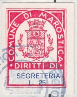 Marca da Bollo del Comune di MAROSTICA su Carta Bianca di dimensioni 20 x 26 mm