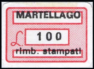 Marca da Bollo del Comune di MARTELLAGO su Carta Bianca di dimensioni 19 x 13 mm