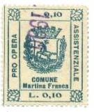 Marca da Bollo del Comune di MARTINA FRANCA su Carta Bianca di dimensioni 27 x 33,5 mm