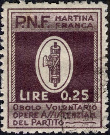 Marca da Bollo del Comune di MARTINA FRANCA su Carta Bianca di dimensioni 22,5 x 29 mm