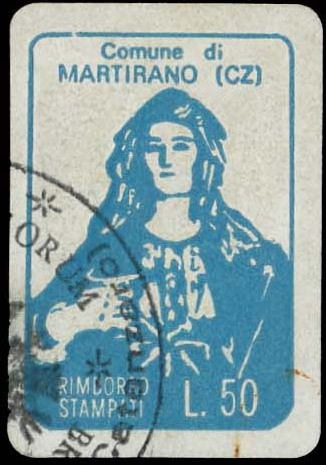 Marca da Bollo del Comune di MARTIRANO su Carta Bianca di dimensioni 20 x 30 mm