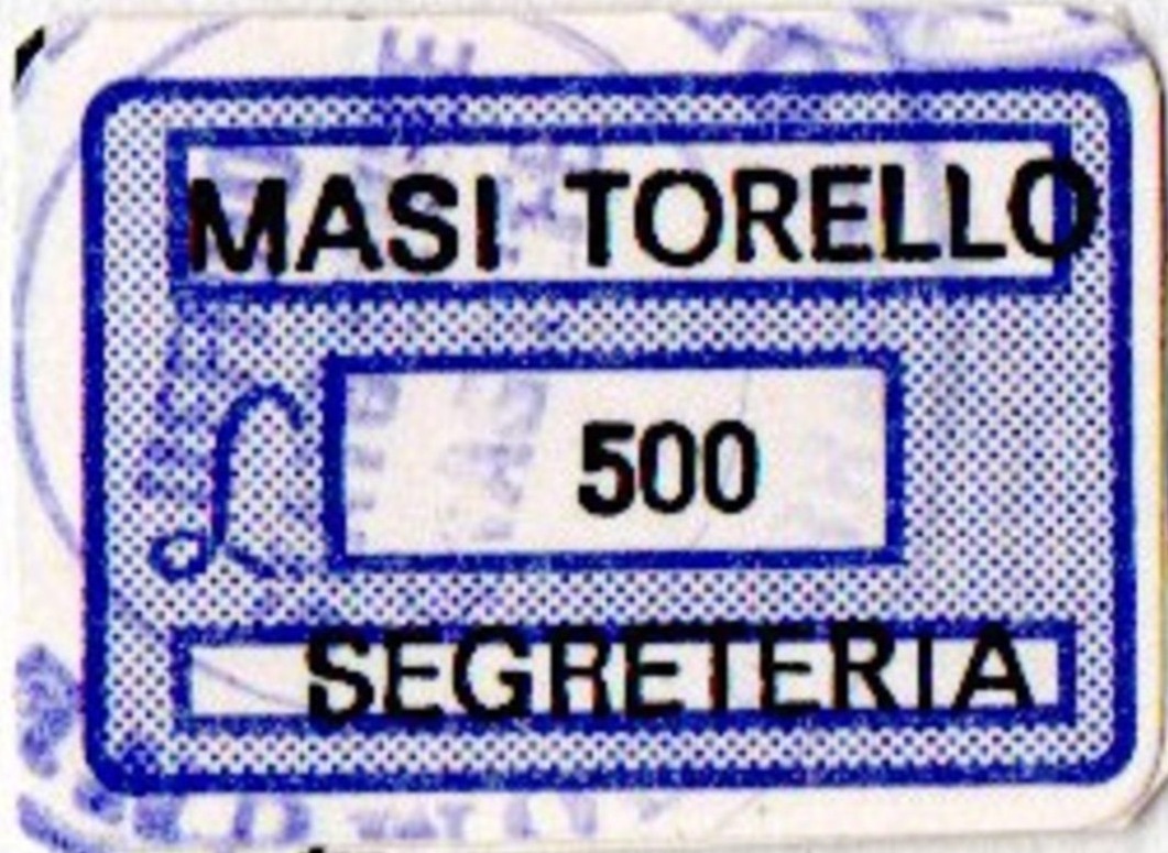 Marca da Bollo del Comune di MASI su Carta Bianca di dimensioni 20 x 14 mm
