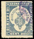 Marca da Bollo del Comune di MASSA su Carta Bianca Sittile di dimensioni 29 x 36 mm