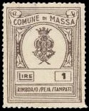 Marca da Bollo del Comune di MASSA su Carta Bianca di dimensioni 26 x 33,5 mm