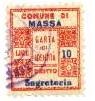 Marca da Bollo del Comune di MASSA su Carta Bianca Sittile di dimensioni 17 x 20 mm