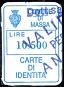 Marca da Bollo del Comune di MASSA su Carta Bianca di dimensioni 16 x 24,5 mm