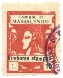 Marca da Bollo del Comune di MASSALENGO su Carta Bianca di dimensioni 23 x 29,5 mm