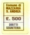 Marca da Bollo del Comune di MAZZARRA´ SANT´ANDREA su Carta Bianca di dimensioni 13,5 x 19 mm