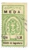 Marca da Bollo del Comune di MEDA su Carta Bianca di dimensioni 17,5 x 32,5 mm