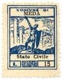 Marca da Bollo del Comune di MEDA su Carta Bianca di dimensioni 22,5 x 29,5 mm