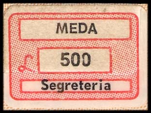 Marca da Bollo del Comune di MEDA su Carta Bianca di dimensioni 18,5 x 13 mm