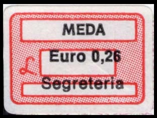 Marca da Bollo del Comune di MEDA su Carta Bianca di dimensioni 18,5 x13 mm