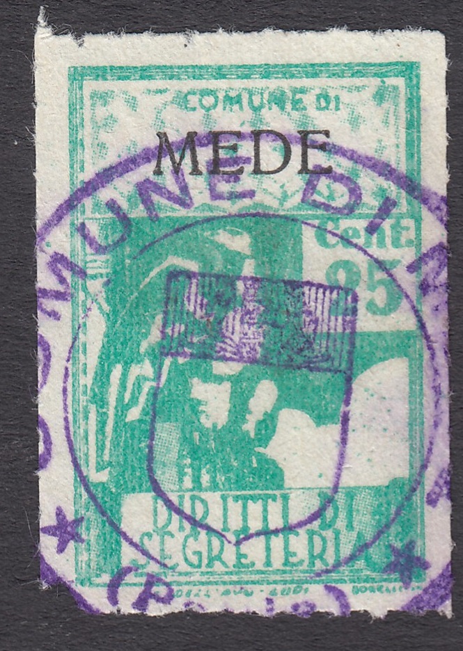 Marca da Bollo del Comune di MEDE su Carta Arancione di dimensioni 21 X 32 mm