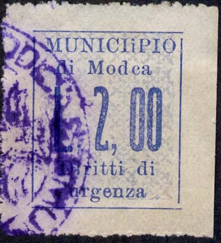 Marca da Bollo del Comune di MEDEA su Carta Bianca di dimensioni mm