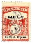 Marca da Bollo del Comune di MELE su Carta Bianca Sittile di dimensioni 22 x 30 mm