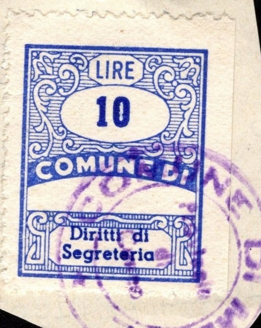 Marca da Bollo del Comune di MELE su Carta Bianca Sittile di dimensioni 21 x 29 mm