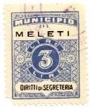 Marca da Bollo del Comune di MELETI su Carta Bianca Sittile di dimensioni 22,5 x 29 mm
