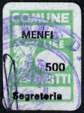 Marca da Bollo del Comune di MELFI su Carta Bianca di dimensioni 185 x 18 mm