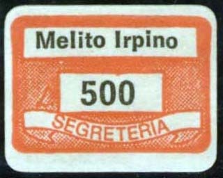 Marca da Bollo del Comune di MELITO IRPINO su Carta Bianca di dimensioni 19 x 14 mm