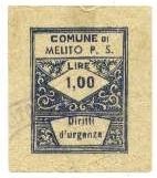 Marca da Bollo del Comune di MELITO DI PORTO SALVO su Carta Bianca Sittile di dimensioni 22 x 28,5 mm