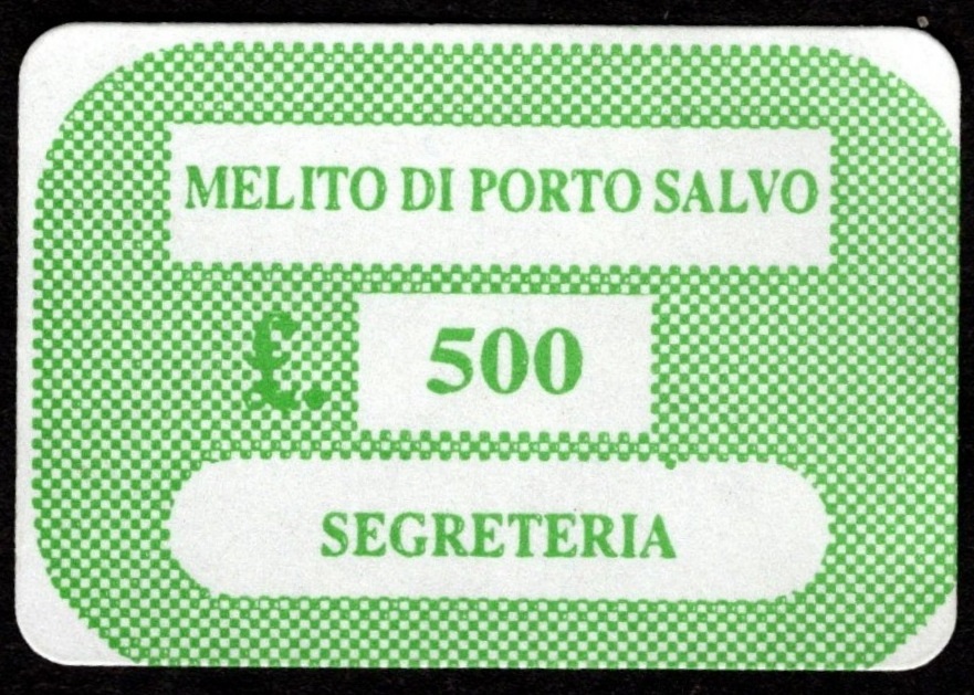 Marca da Bollo del Comune di MELITO DI PORTO SALVO su Carta Bianca di dimensioni 25 x 15 mm