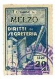 Marca da Bollo del Comune di MELZO su Carta Bianca Sittile di dimensioni 21 X 32 mm